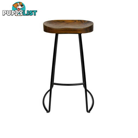 Set of 2 Steel Barstools with Wooden Seat