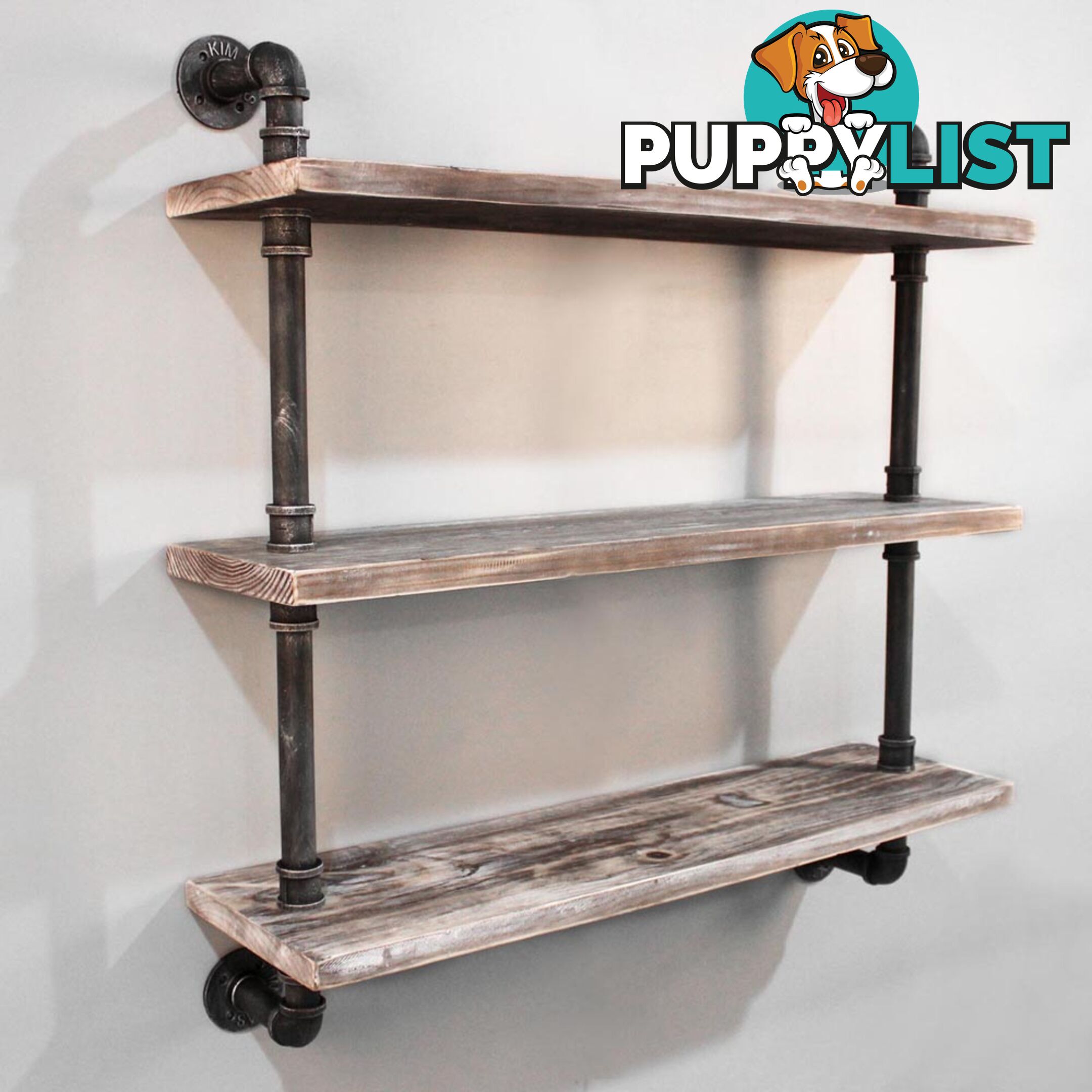 Rustic Industrial DIY Floating Pipe Shelf