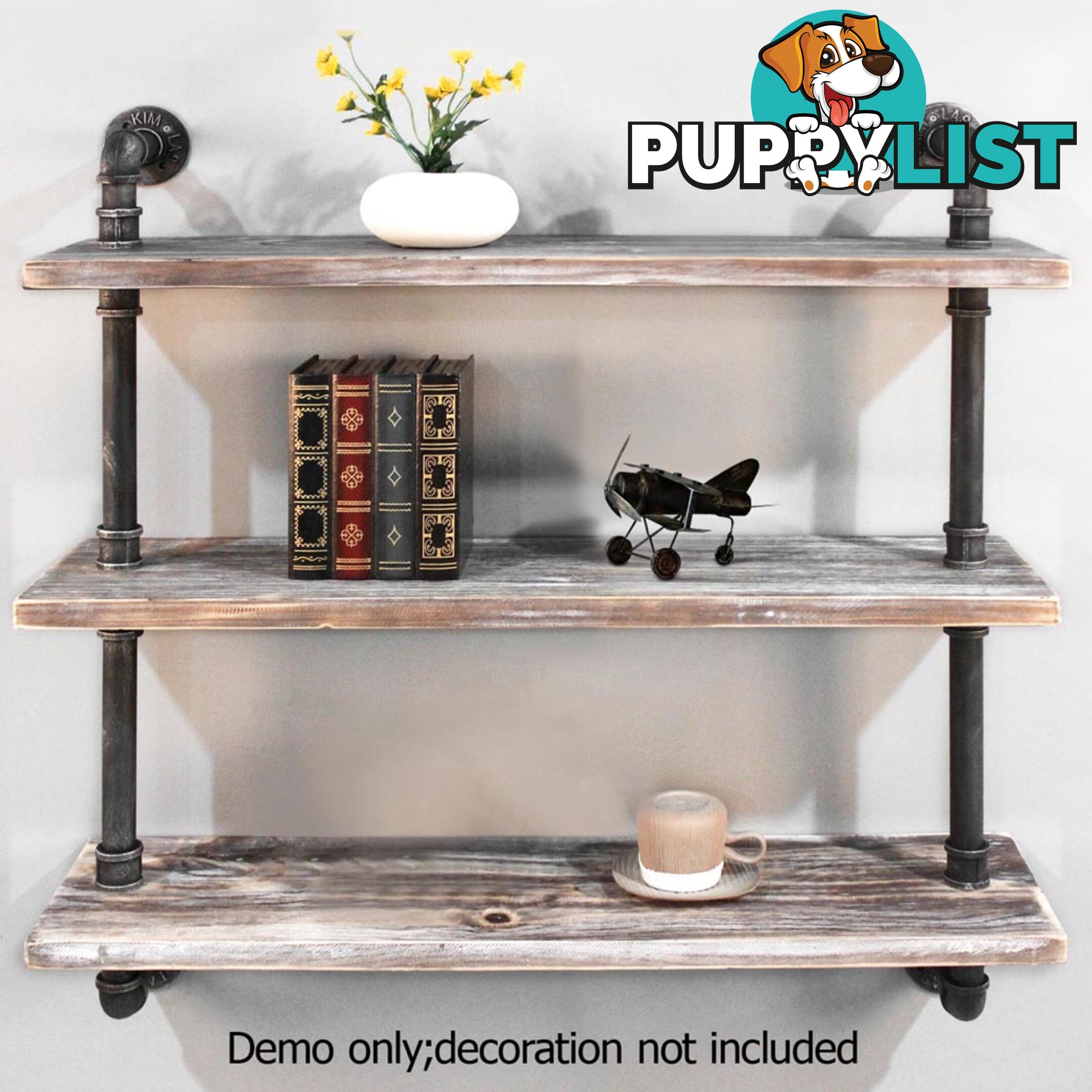 Rustic Industrial DIY Floating Pipe Shelf