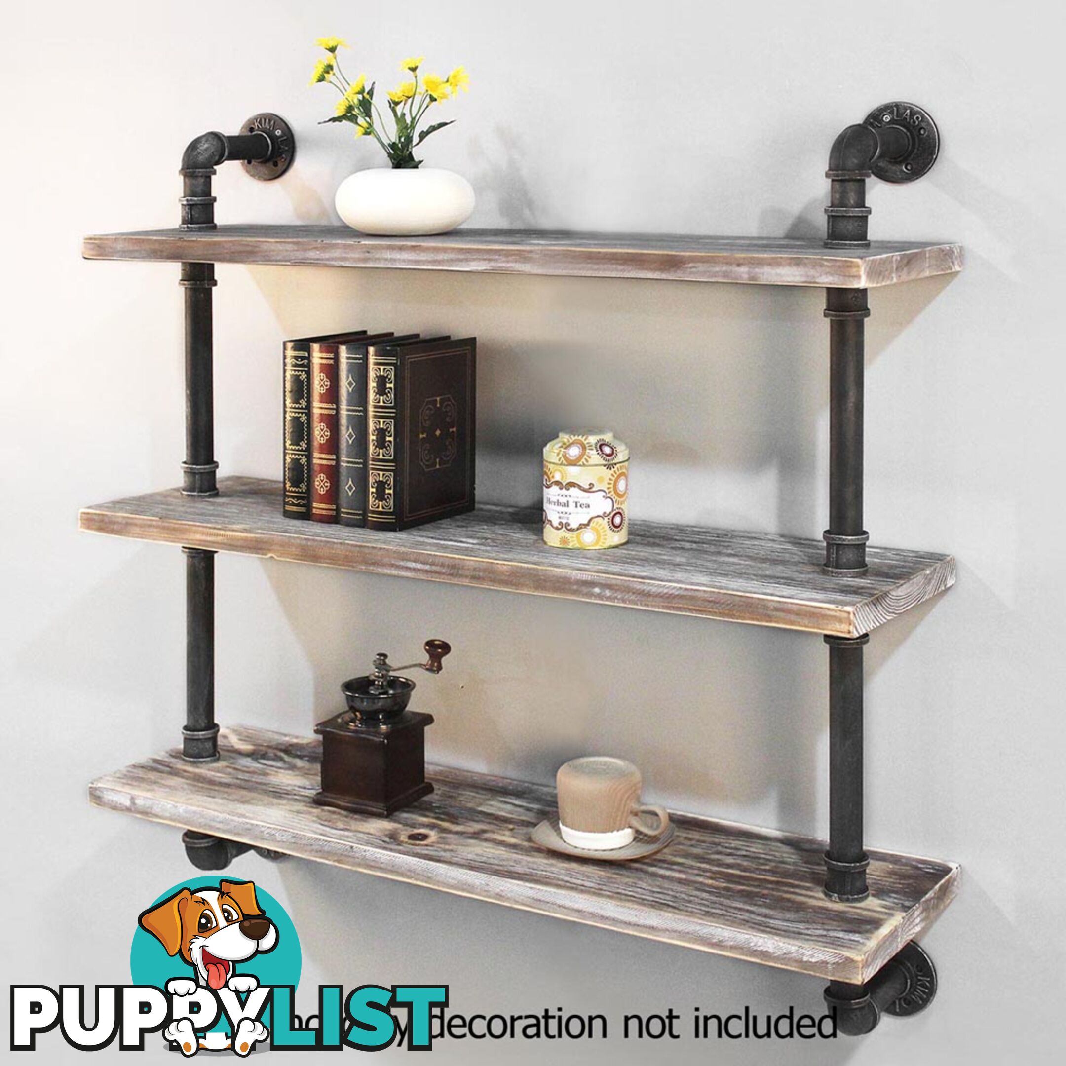 Rustic Industrial DIY Floating Pipe Shelf