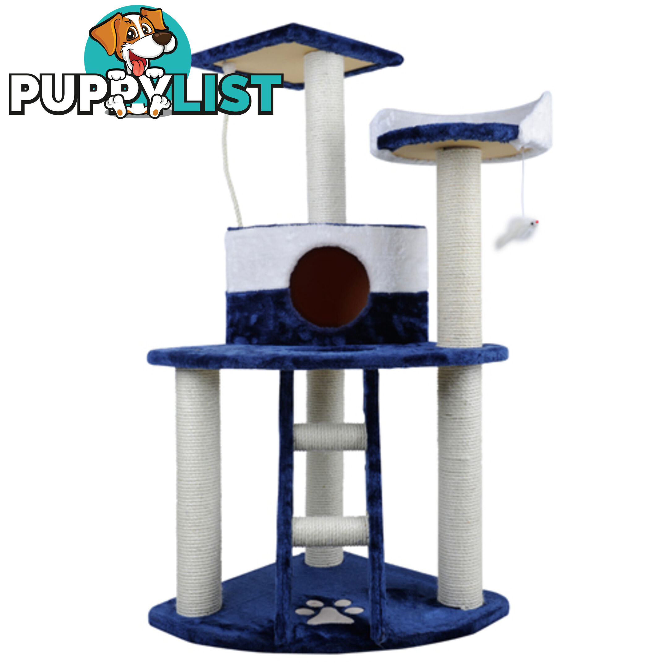 Cat Scratching Poles Post Furniture Tree House Condo Blue White