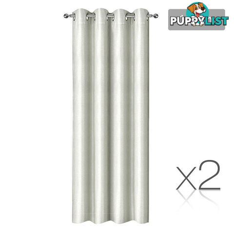 Set of 2 ArtQueen 3 Pass Eyelet Blockout Curtain Ecru 180cm - 310GSM