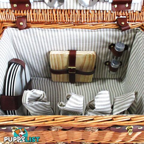 4 Person Picnic Basket Set w/ Cheese Board Blanket