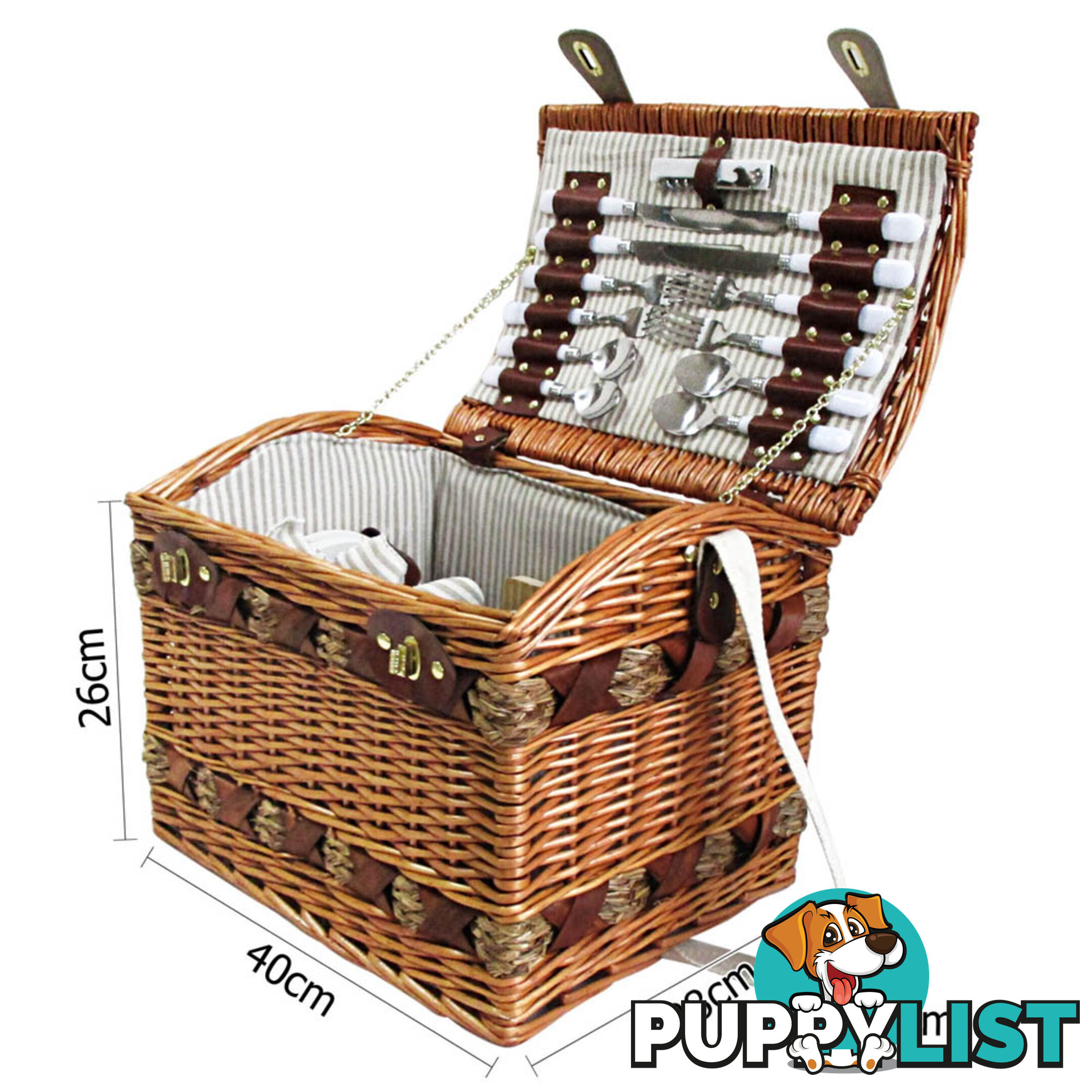 4 Person Picnic Basket Set w/ Cheese Board Blanket