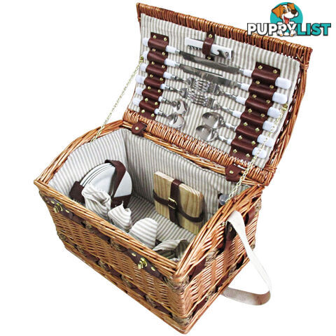 4 Person Picnic Basket Set w/ Cheese Board Blanket