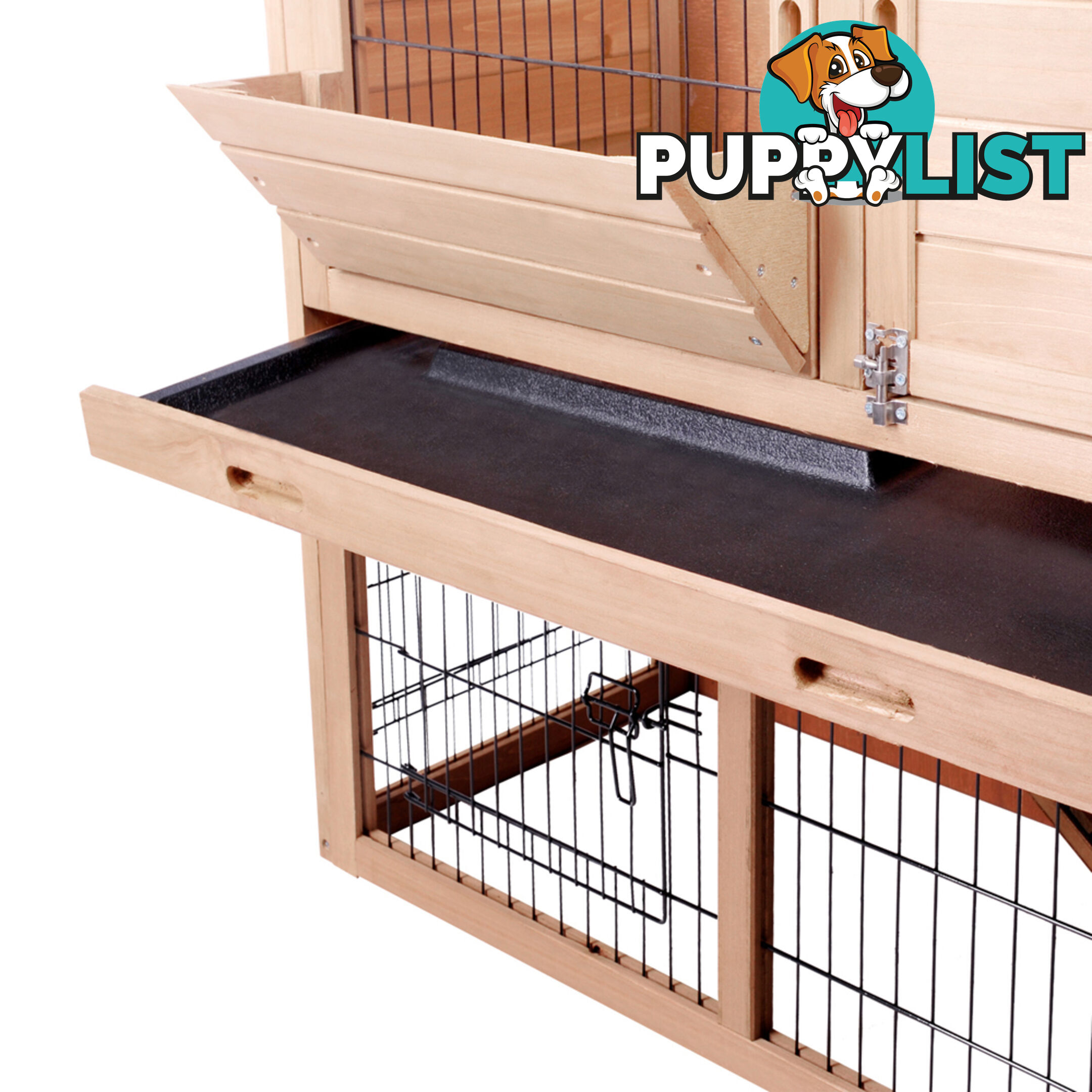 Rabbit Hutch Chicken Coop Cage Guinea Pig Ferret House w/ 2 Storeys Run