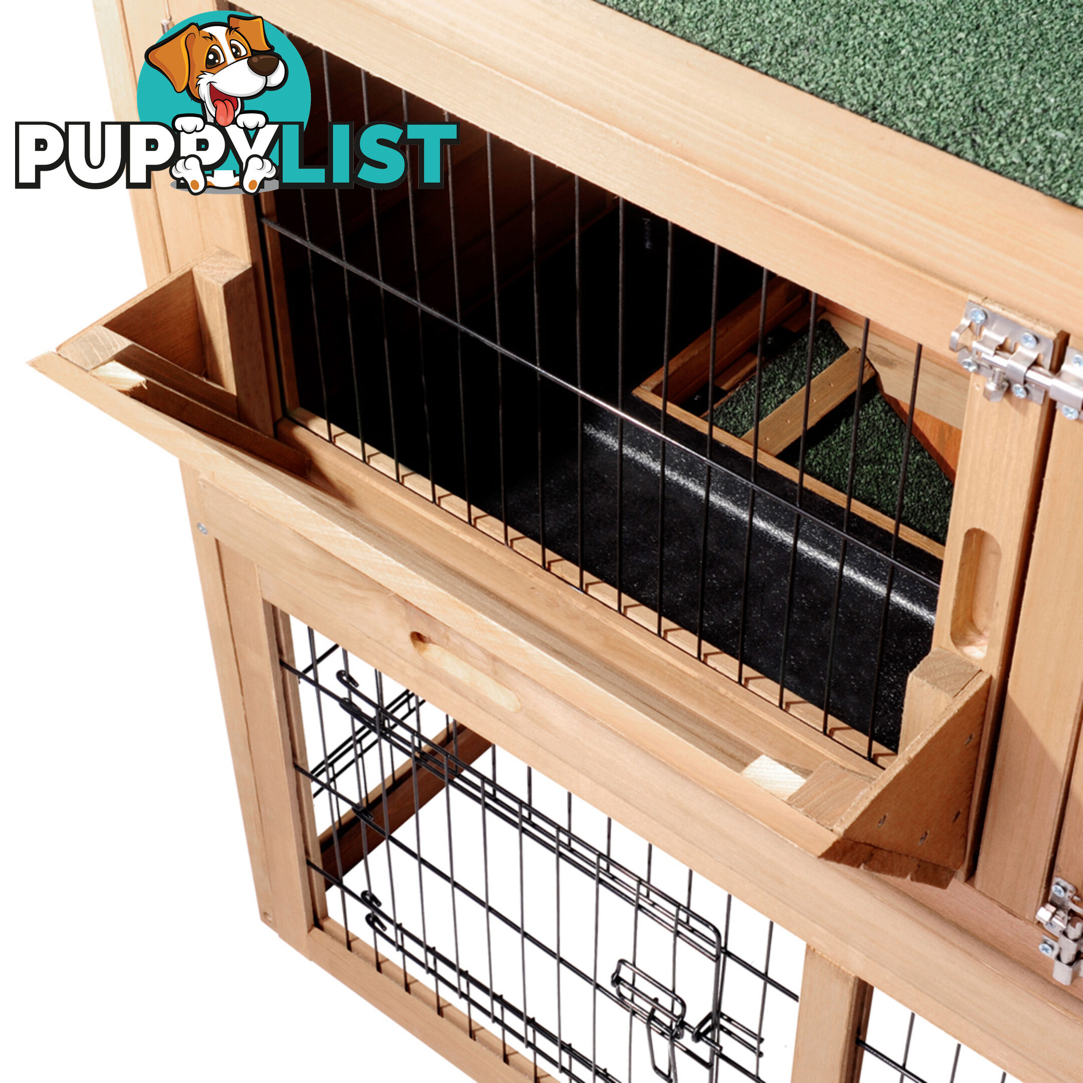 Rabbit Hutch Chicken Coop Cage Guinea Pig Ferret House w/ 2 Storeys Run