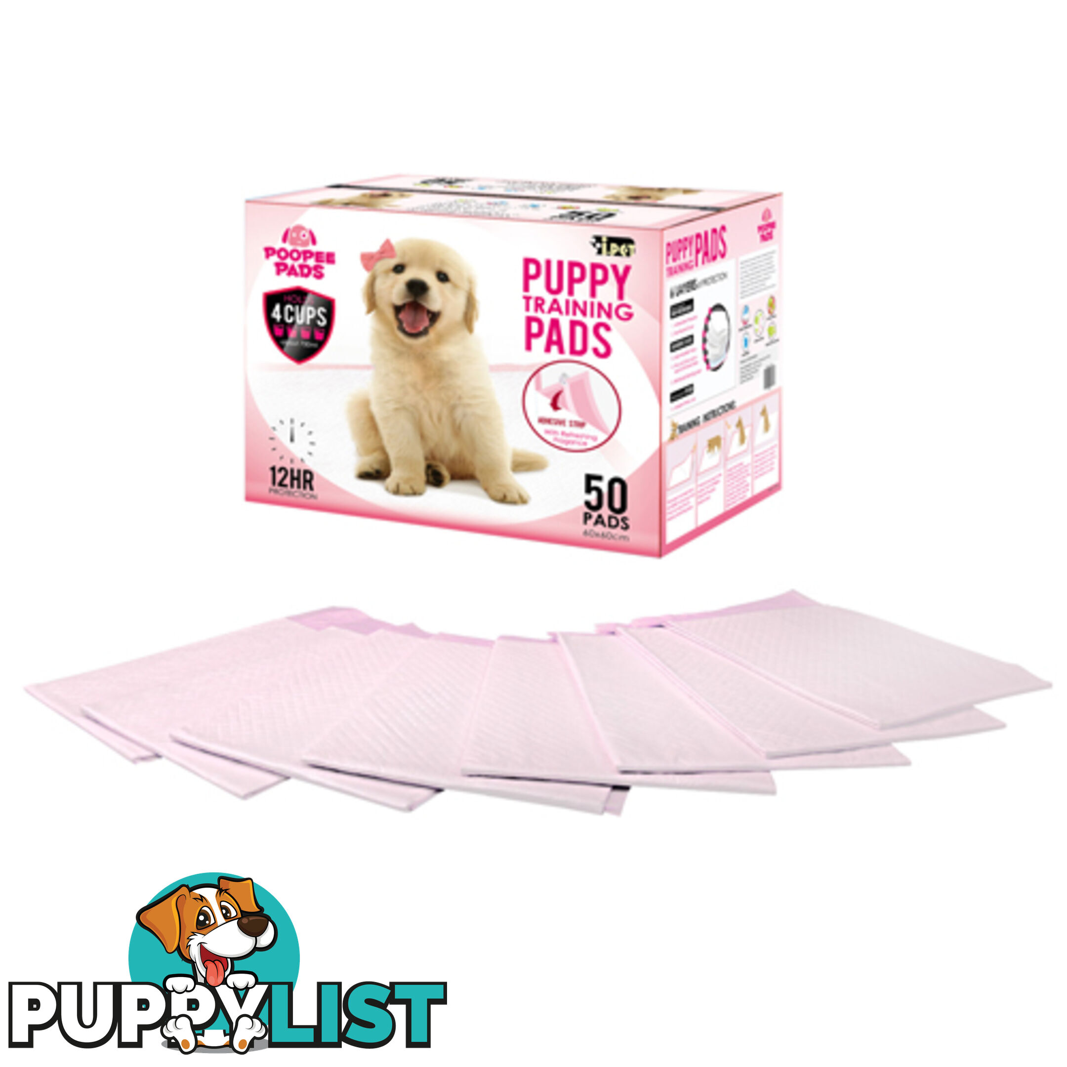 50 Puppy Pet Dog Toilet Training Pads Pink