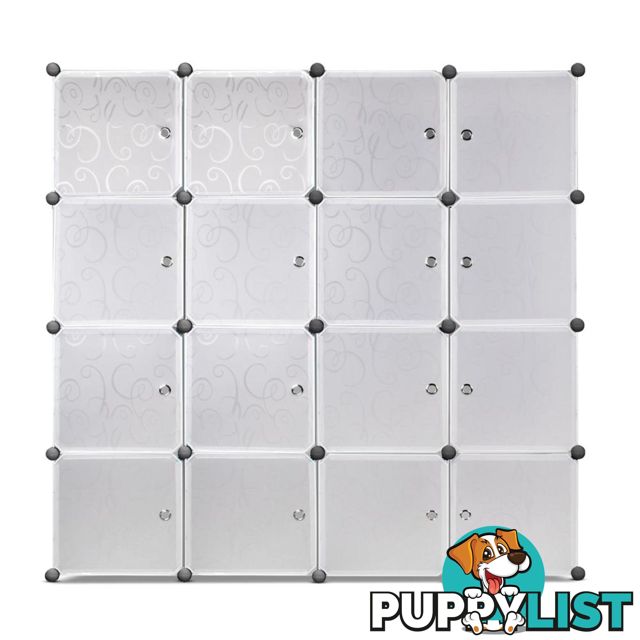 16 Cube Storage Cabinet with Hanging Bars - White