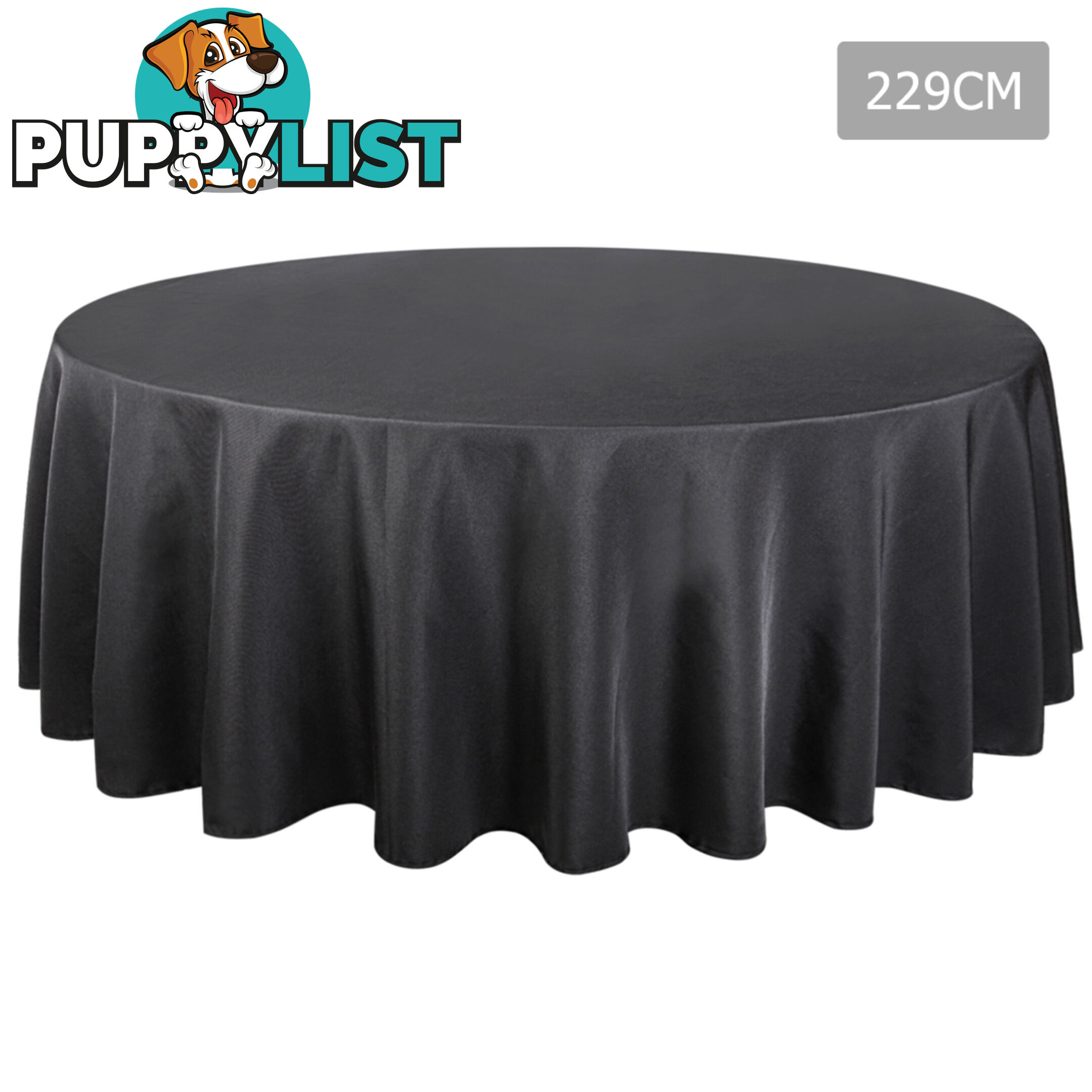 4 Pcs Wedding Table Cloth Round 229cm Black