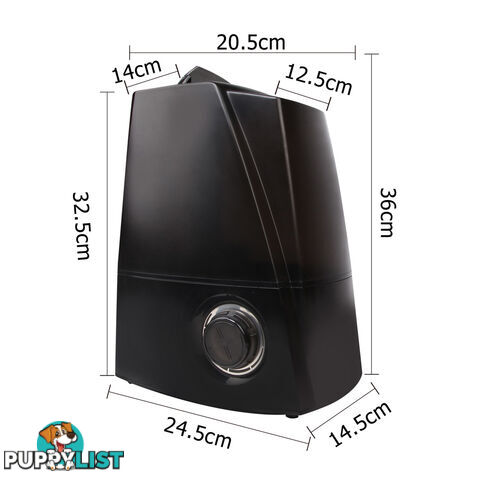 Ultrasonic Cool Mist Air Humidifier 5.8L Black