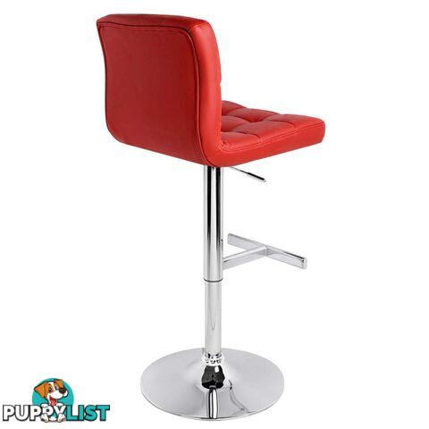 Set of 2 PU Leather Kitchen Bar Stool Red