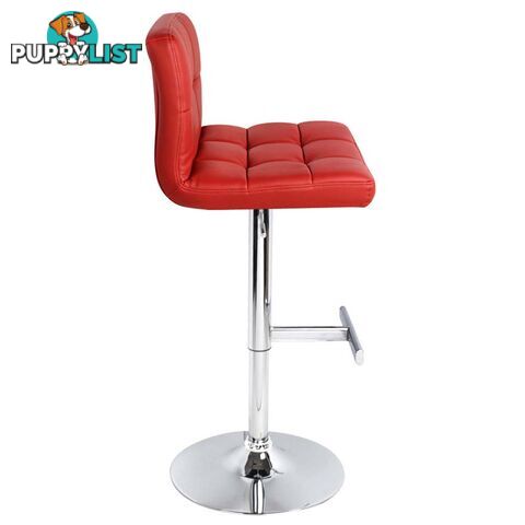 Set of 2 PU Leather Kitchen Bar Stool Red