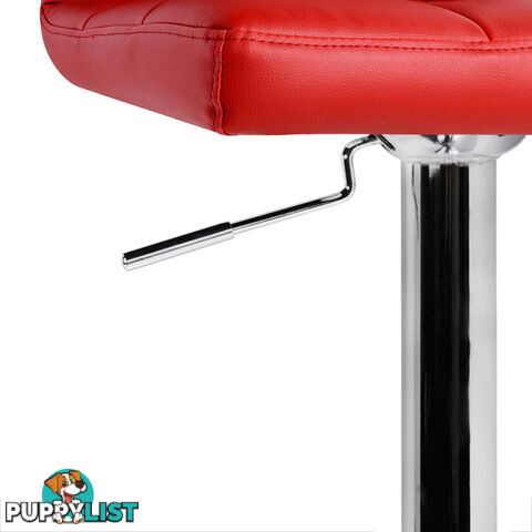 Set of 2 PU Leather Kitchen Bar Stool Red