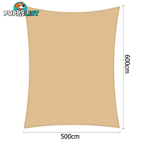 Heavy Duty Rectangle Shade Sail Canopy 5 x 6m Sand Beige