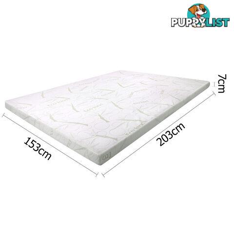 Memory Foam Mattress Topper w/ Bamboo Fabric Cover 7cm Queen