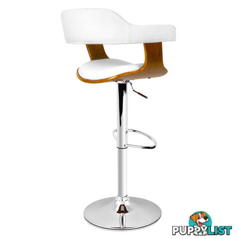 Wooden Bar Stool with White PU Leather