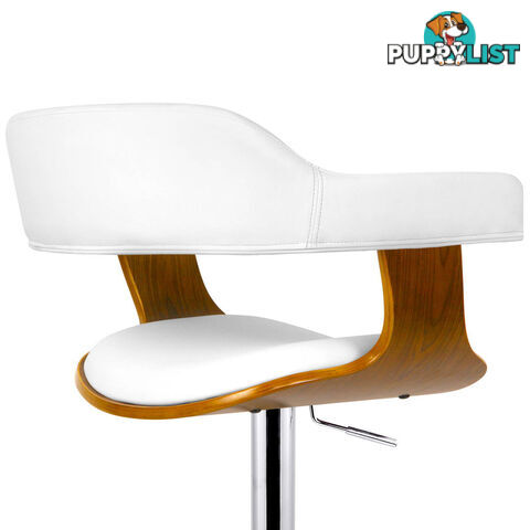 Wooden Bar Stool with White PU Leather