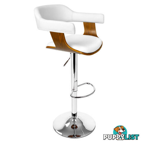 Wooden Bar Stool with White PU Leather