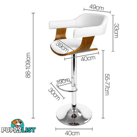 Wooden Bar Stool with White PU Leather