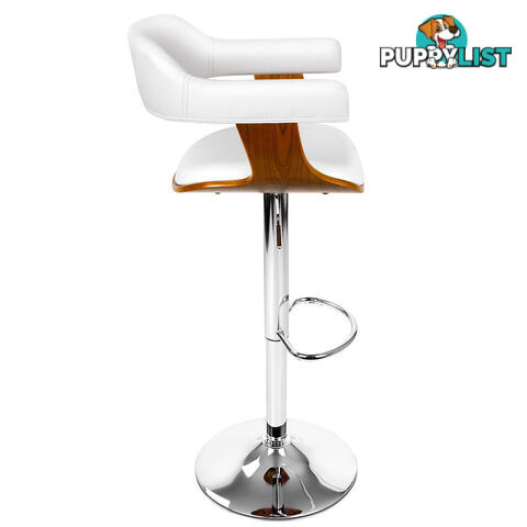 Wooden Bar Stool with White PU Leather