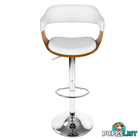 Wooden Bar Stool with White PU Leather