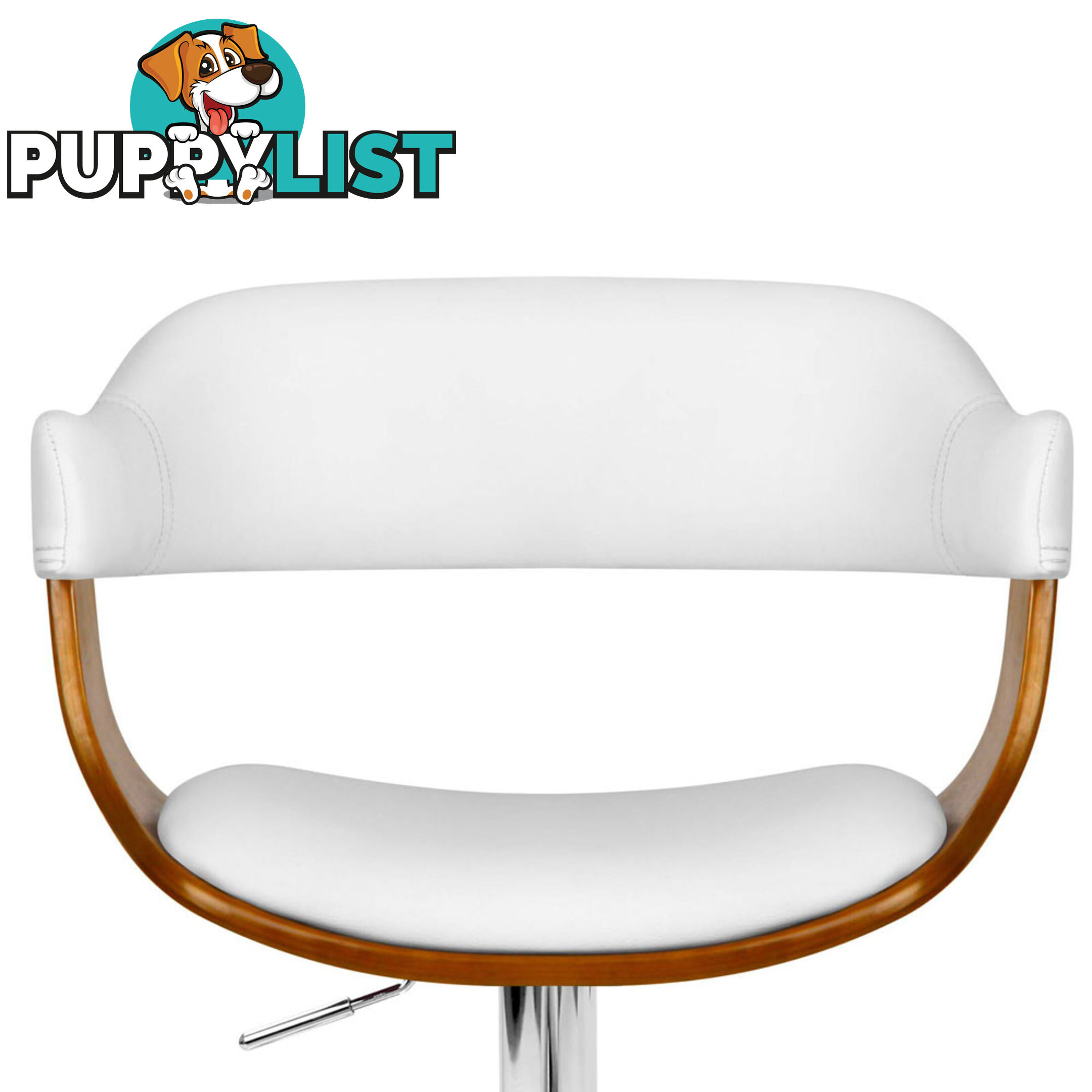 Wooden Bar Stool with White PU Leather