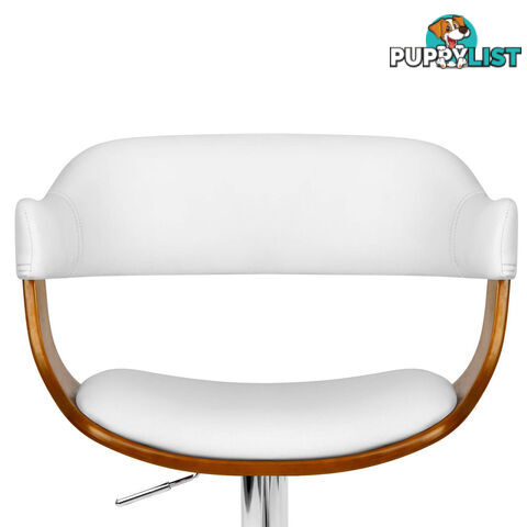 Wooden Bar Stool with White PU Leather