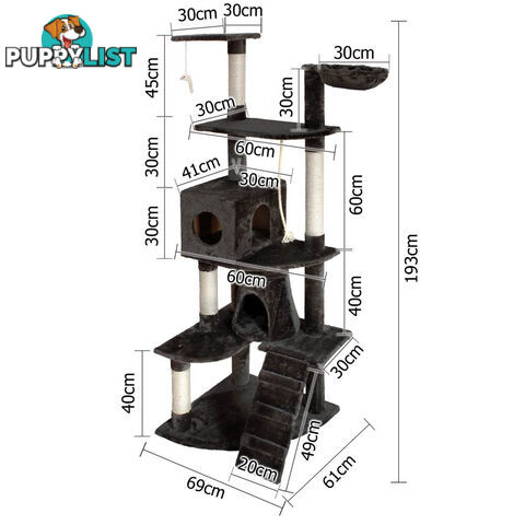 Cat Scratching Poles Post Furniture Tree 193cm Dark Grey