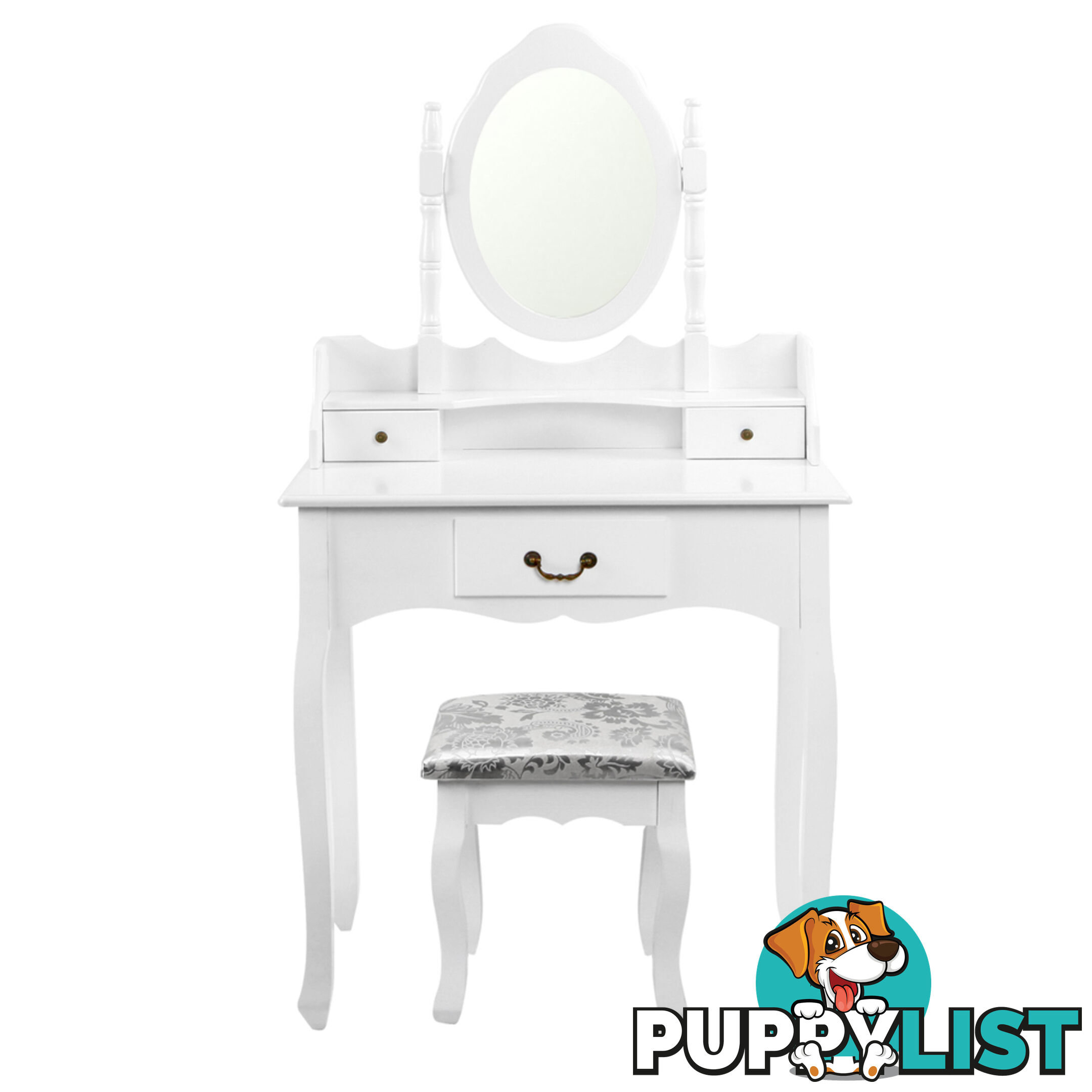 3 Drawer Dressing Table w/ Mirror White