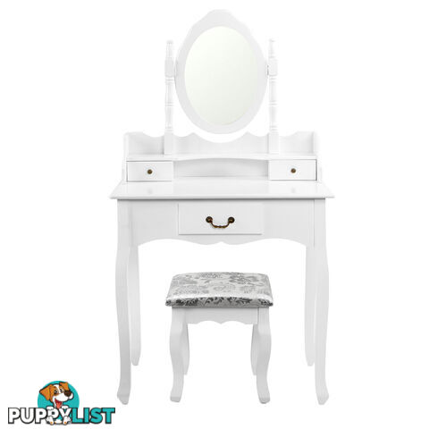 3 Drawer Dressing Table w/ Mirror White