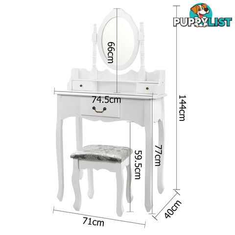 3 Drawer Dressing Table w/ Mirror White