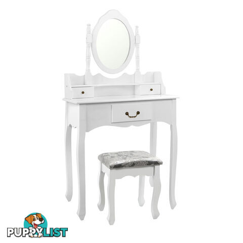 3 Drawer Dressing Table w/ Mirror White