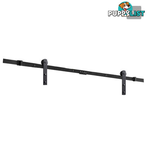 Sliding Barn Door Hardware Track Set Matte Powder Coat Steel Black - 2M