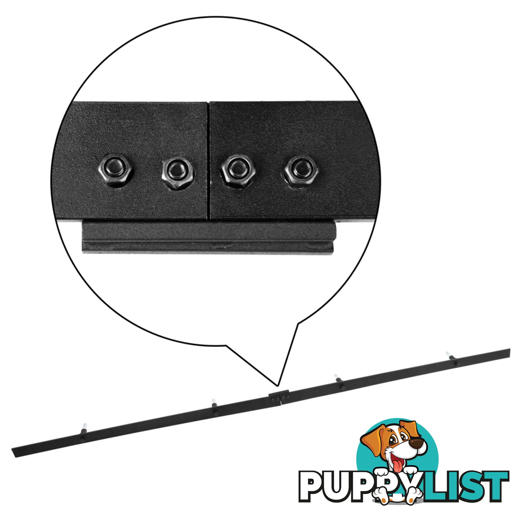 Sliding Barn Door Hardware Track Set Matte Powder Coat Steel Black - 2M