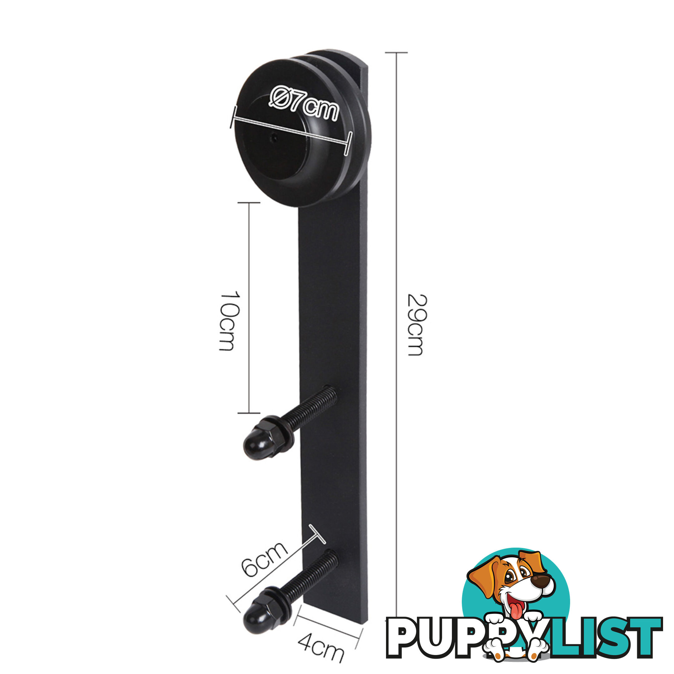 Sliding Barn Door Hardware Track Set Matte Powder Coat Steel Black - 2M