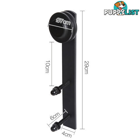 Sliding Barn Door Hardware Track Set Matte Powder Coat Steel Black - 2M