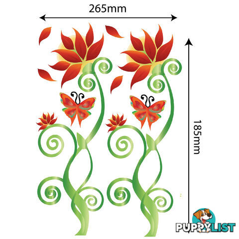 Medium Size Adorable Red Flower Vine Wall Stickers - Totally Movable