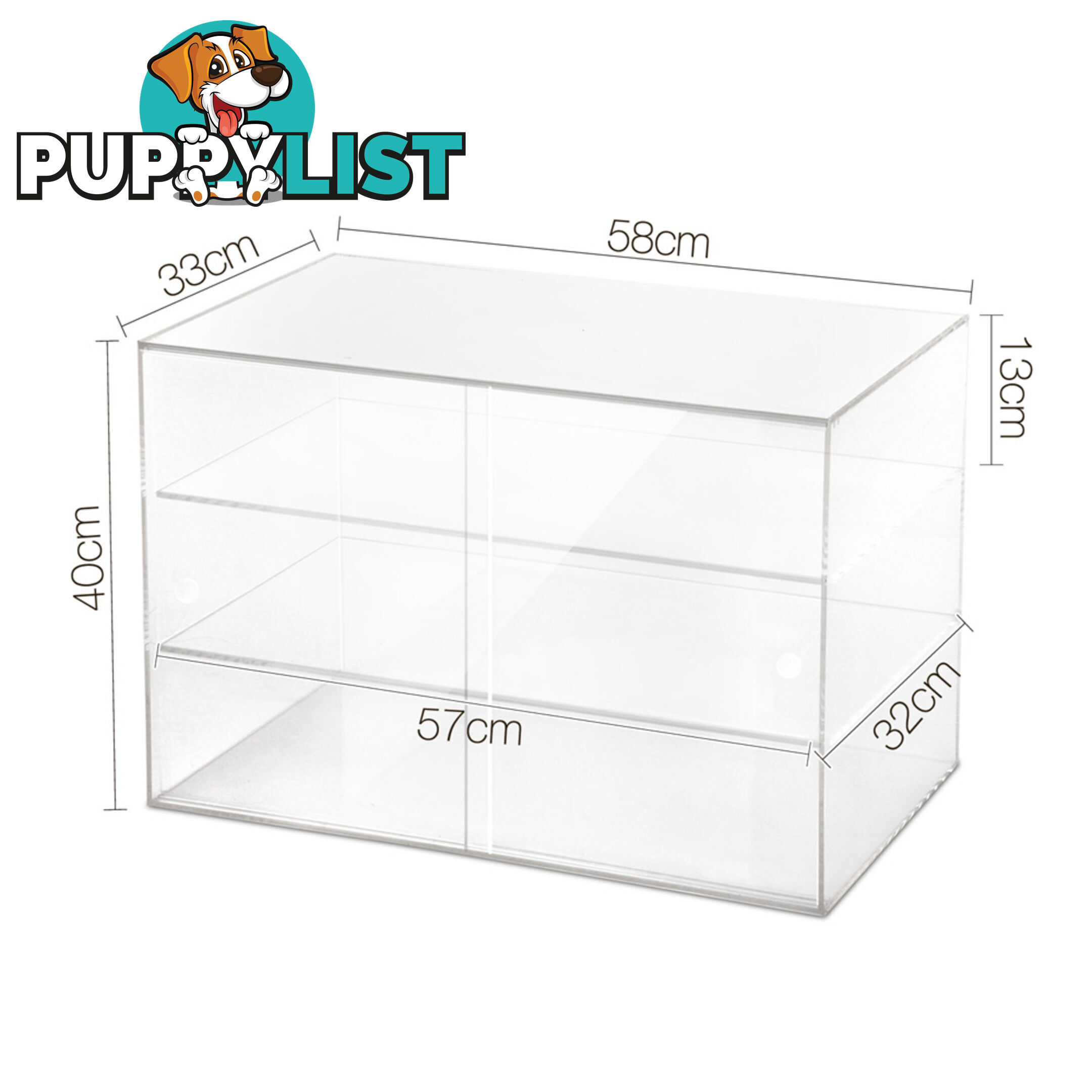 3 Tier Clear Acrylic Display Cabinet with Sliding Door