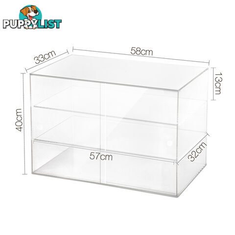 3 Tier Clear Acrylic Display Cabinet with Sliding Door