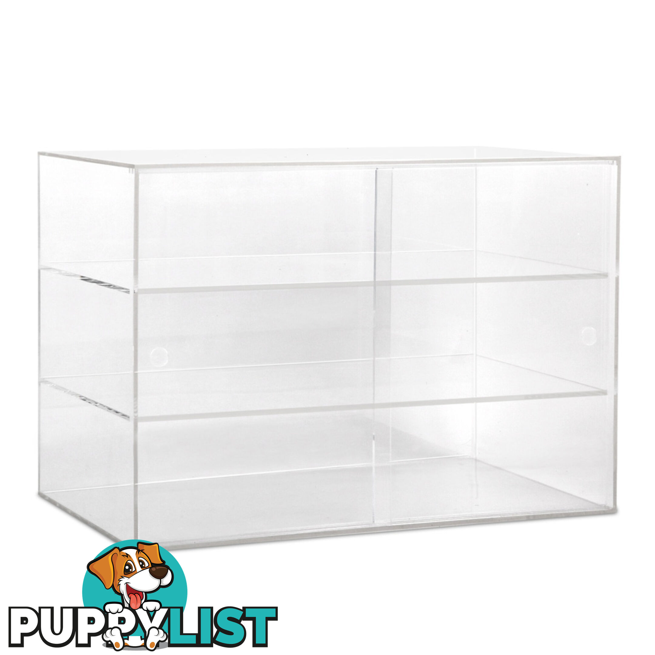 3 Tier Clear Acrylic Display Cabinet with Sliding Door