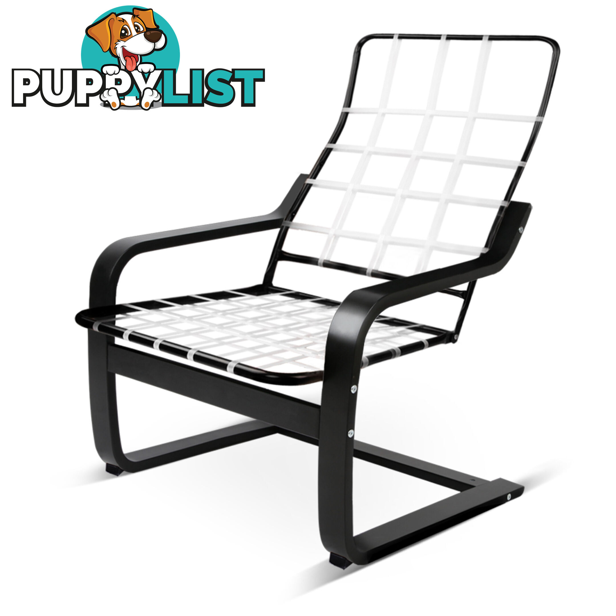 Birch Plywood Fabric Lounge Armchair - Black