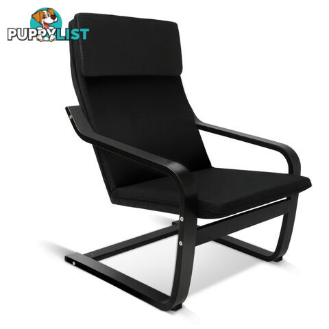 Birch Plywood Fabric Lounge Armchair - Black