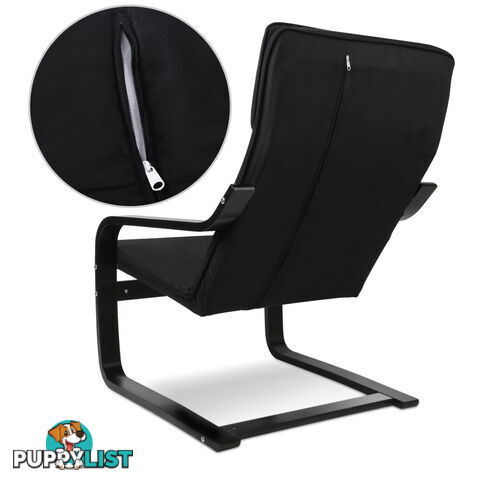 Birch Plywood Fabric Lounge Armchair - Black