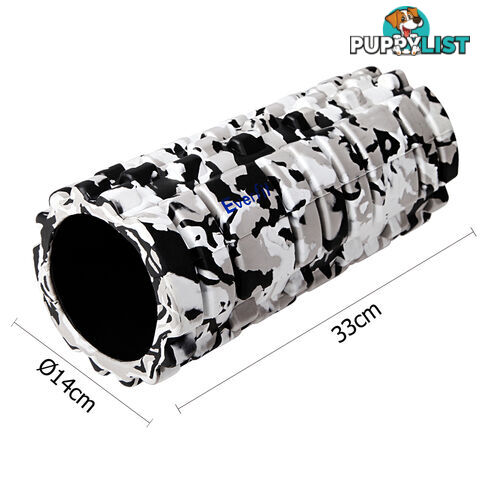 Yoga Gym Pilates EVA Stick Foam Roller Grey 33 x 14cm