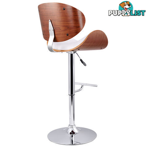 Set of 2 Wooden Kitchen Bar Stool Padded Seat White