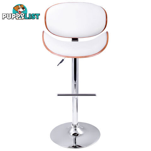 Set of 2 Wooden Kitchen Bar Stool Padded Seat White