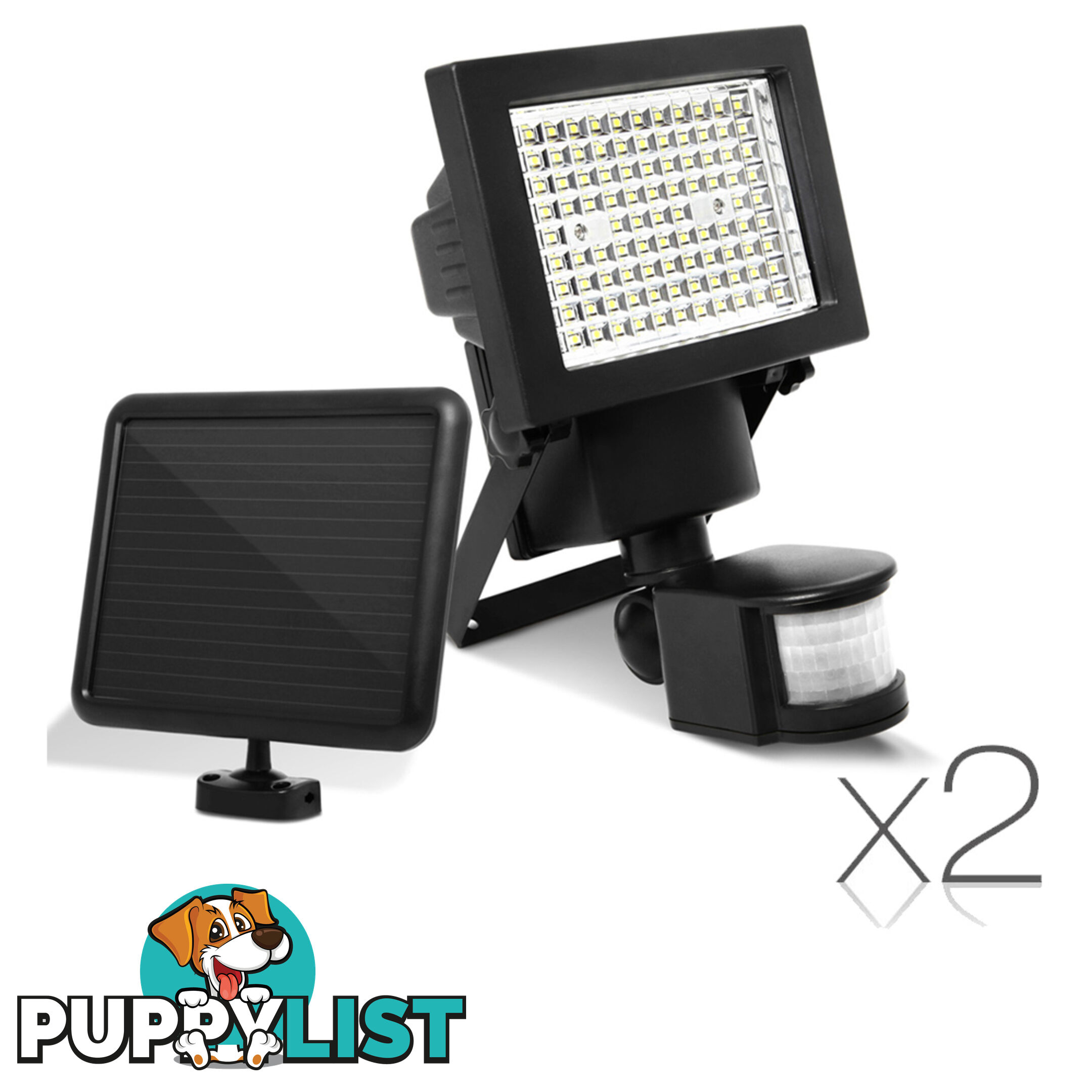 Set of 2  100 LED Solar Sensor Light