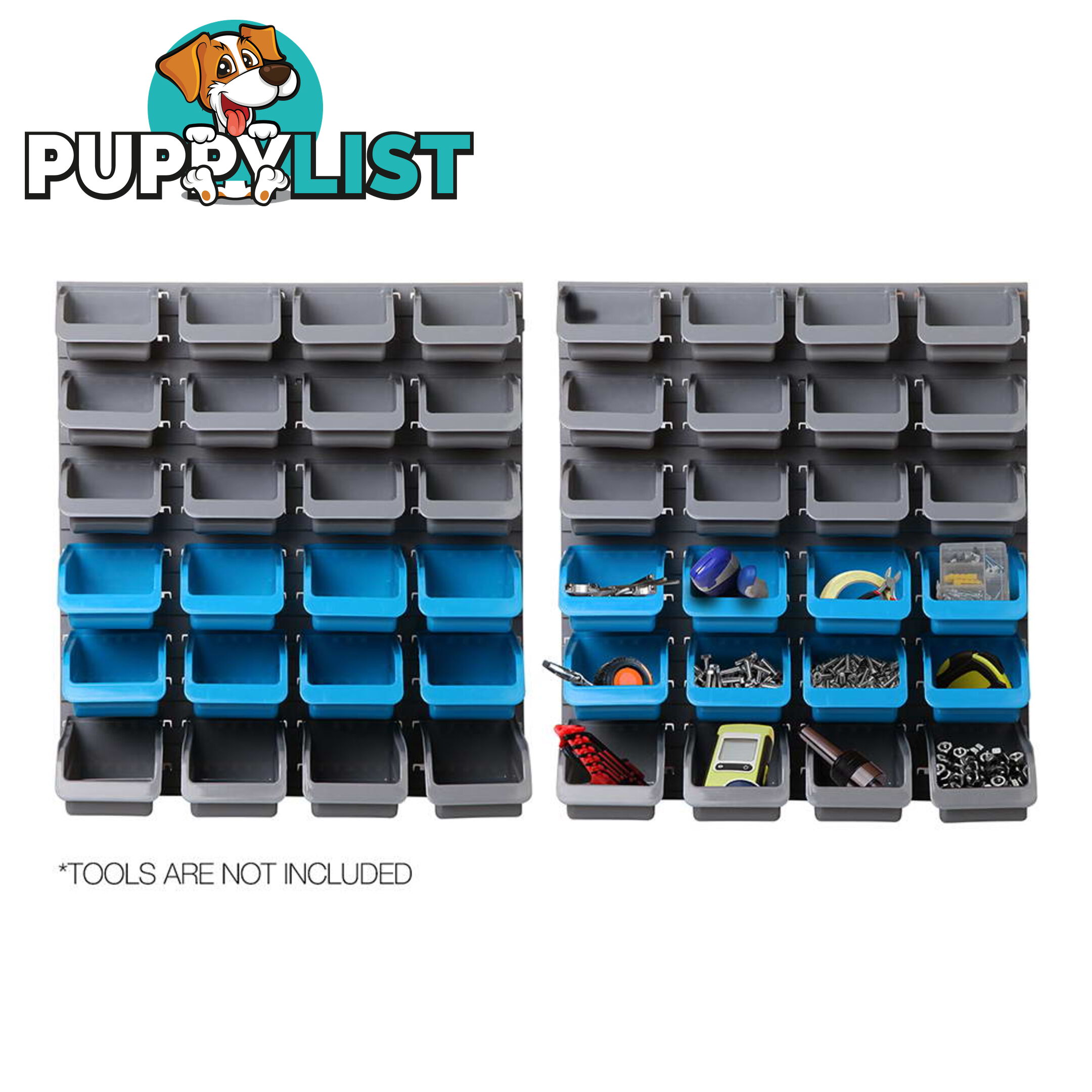 48 Piece Bin Wall Mounted Storage Rack