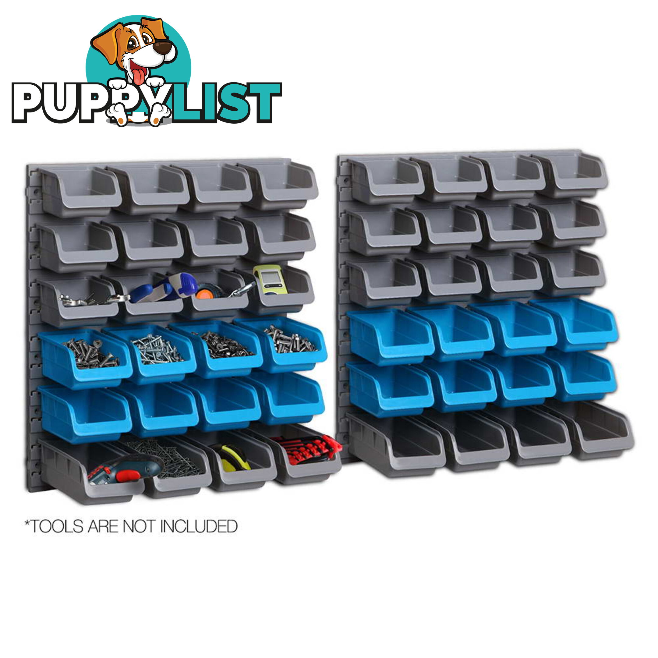 48 Piece Bin Wall Mounted Storage Rack